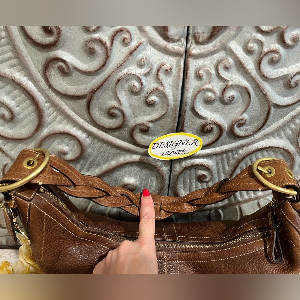 COACH SoHo Tobacco Brown Leather Braided Hobo Shoulder Bag 10044 RARE!! - Picture 10 of 13
